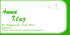 anna kluz business card